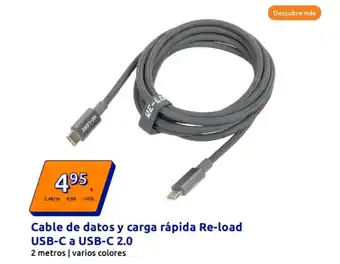 Action Cable de datos y carga rápida Re-load USB-C a USB-C 2.0 oferta