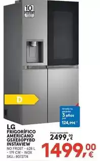 Worten Lg - frigorífico americano gsxe80pybd instaview oferta