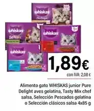 Cash Ifa Whiskas - alimento gato junior pure delight aves gelatina oferta
