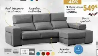 Conforama Chaise Longue Con Pouf Mistral oferta