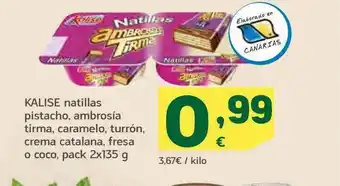 HiperDino Kalise Natillas Pistacho Ambrosía Tirma Caramelo Turrón Crema Catalana Fresa O Coco oferta