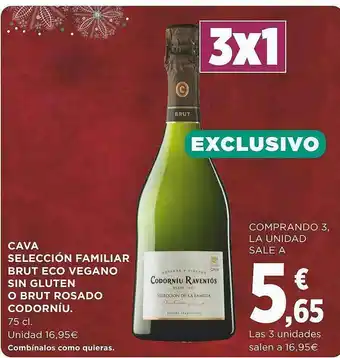 Supercor Exprés Cava Selección Familiar Brut Eco Vegano Sin Gluten O Brut Rosado Codorníu oferta