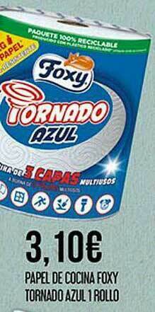 Claudio Papel De Cocina Foxy Tornado Azul 1 Rollo oferta
