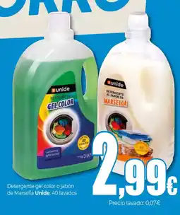 Unide Supermercados UNIDE Detergente gel color o jabón de Marsella oferta