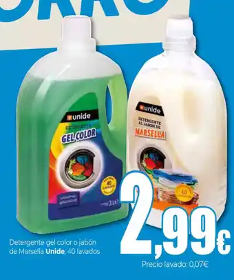 Unide Supermercados UNIDE Detergente gel color o jabón de Marsella oferta