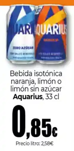 Unide Supermercados AQUARIUS Bebida isotónica naranja, limón o limón sin azúcar oferta