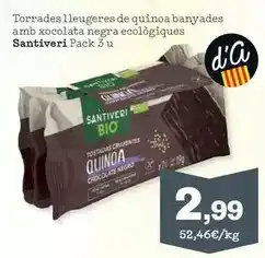 Sorli Santiveri - torrades lleugeres de quinoa banyades amb xocolata negra ecologiques oferta