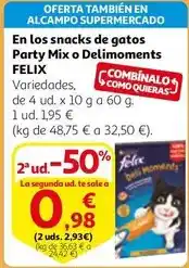 Alcampo Alcampo - en los snacks de gatos party mix o delimonments oferta