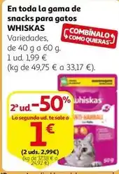 Alcampo Whiskas - en toda la gama de snacks para gatos oferta