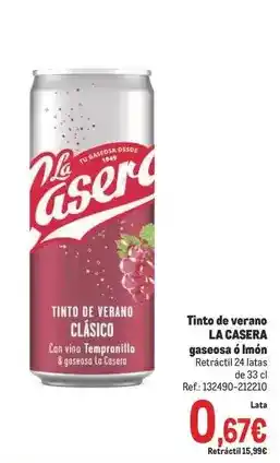 Makro La casera - tinto de verano gaseosas a imón oferta