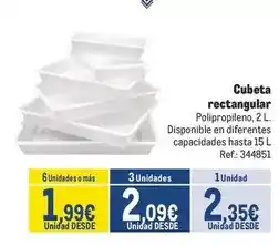Makro Cubeta rectangular oferta