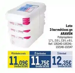 Makro Araven - lote 3 hermeticos gn oferta