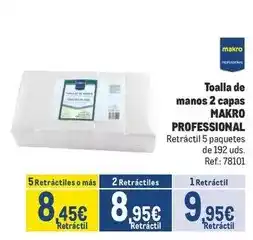 Makro Makro - toalla de manos 2 capas oferta