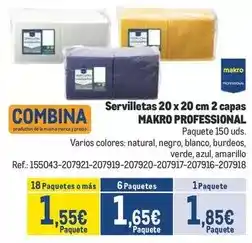 Makro Makro - makro professional servilletas 20 x 20 cm 2 capas oferta