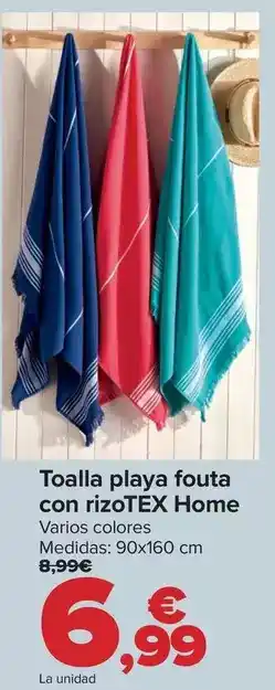 Carrefour Tex home - toalla playa fouta con rizo oferta