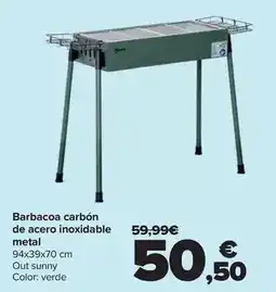Carrefour Barbacoa carbón de acero inoxidable metal oferta