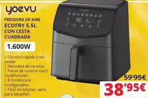 Dynos Informática Yoevu - freidora de aire ecofry 5.5l con cesta cuadrada 1.6ow oferta