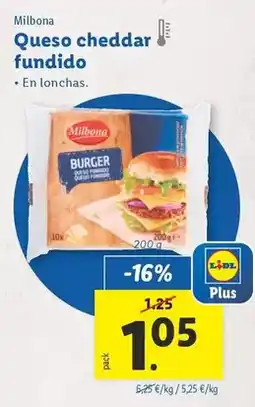 Lidl Milbona - queso cheddar fundido oferta