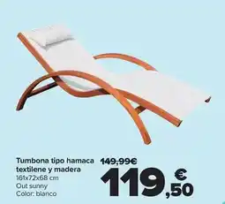 Carrefour Tumbona tipo hamaca textilene y madera oferta