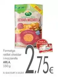 Valvi Supermercats Arla - formatge ratllat cheddar i mozzarella oferta