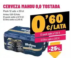 AhorraMas Mahou - cerveza 0,0 tostada oferta