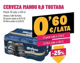 AhorraMas Mahou - cerveza 0,0 tostada oferta