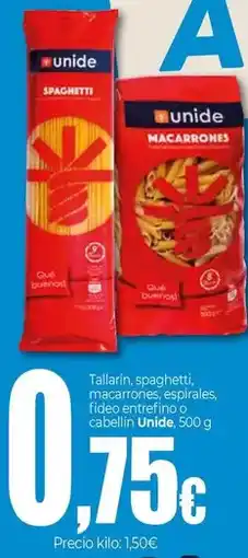 UNIDE Alimentación Unide - tallarin/ spaghetti/ macarrones/ espirales/ fideo entrefino o cabellin oferta