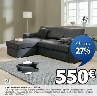 JYSK Sofa cama con chaise longue vajby oferta
