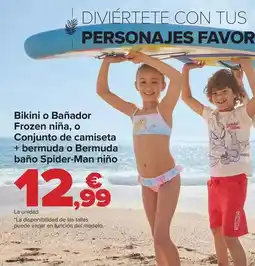 Carrefour Bikini o bañador frozen niña, o conjunto de camiseta + bermuda o bermuda baño spider-man niño oferta