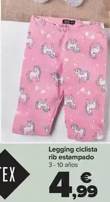 Carrefour Tex - legging ciclista rib estampado oferta