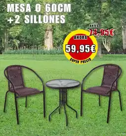 Outlet Hogar Mesa 60cm +2 sillones oferta