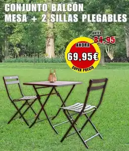 Outlet Hogar Conjunto balcon mesa + 2 sillas plegables oferta