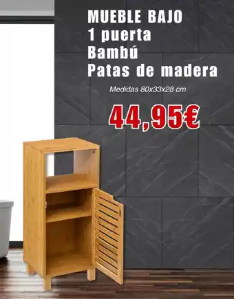 Outlet Hogar Mueble bajo 1 puerta bambu oferta