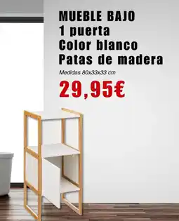 Outlet Hogar Mueble bajo 1 puerta color blanco patas de madera oferta