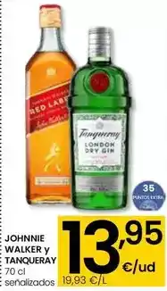 Eroski Johnnie walker - y tanqueray señalizados oferta