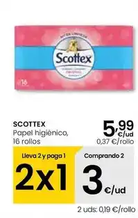 Eroski Scottex - papel higienico 16 rollos oferta