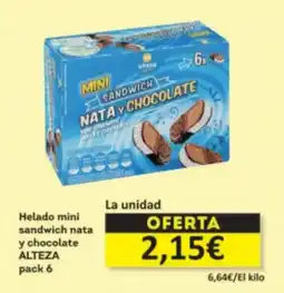 Economy Cash ALTEZA Helado mini sandwich nata y chocolate oferta
