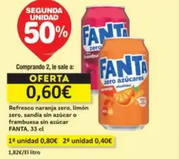 Economy Cash FANTA Refresco naranja zero, limón zero, sandía sin azúcar o frambuesa sin azúcar oferta