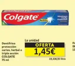Economy Cash COLGATE Dentifrico protección caries, herbal o triple acción oferta