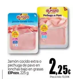 Unide Supermercados ELPOZO Jamón cocido extra o pechuga de pavo en lonchas bajo en grasas oferta