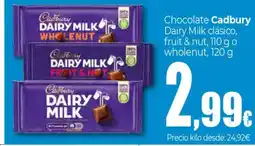 Unide Supermercados CADBURY Chocolate Dairy Milk clasico fruit & nut wholenut oferta