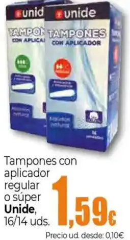 Unide Supermercados UNIDE Tampones con aplicador regular o súper oferta