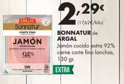 Supermercados Lupa BONNATUR de ARGAL Jamón cocido extra 92% carne corte fino lonchas oferta