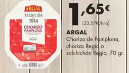 Supermercados Lupa ARGAL Chorizo de Pamplona, chorizo Regido salchichón Regio oferta