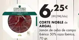 Supermercados Lupa CORTE NOBLE de ARGAL Jamón de cebo de campo ibérico 50% raza ibérica oferta