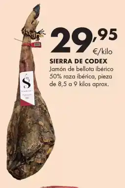 Supermercados Lupa SIERRA DE CODEX Jamón de bellota ibérico 50% raza ibérica oferta
