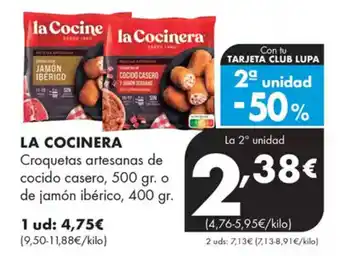 Supermercados Lupa LA COCINERA Croquetas artesanas de cocido casero o de jamon iberico oferta