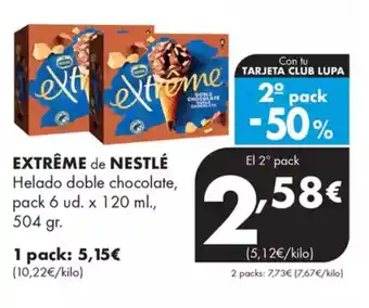 Supermercados Lupa EXTRÊME de NESTLÉ Helado doble chocolat oferta