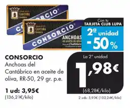 Supermercados Lupa CONSORCIO Anchoas del Cantábrico en aceite de oliva oferta