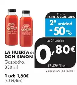 Supermercados Lupa LA HUERTA de DON SIMON Gazpacho oferta